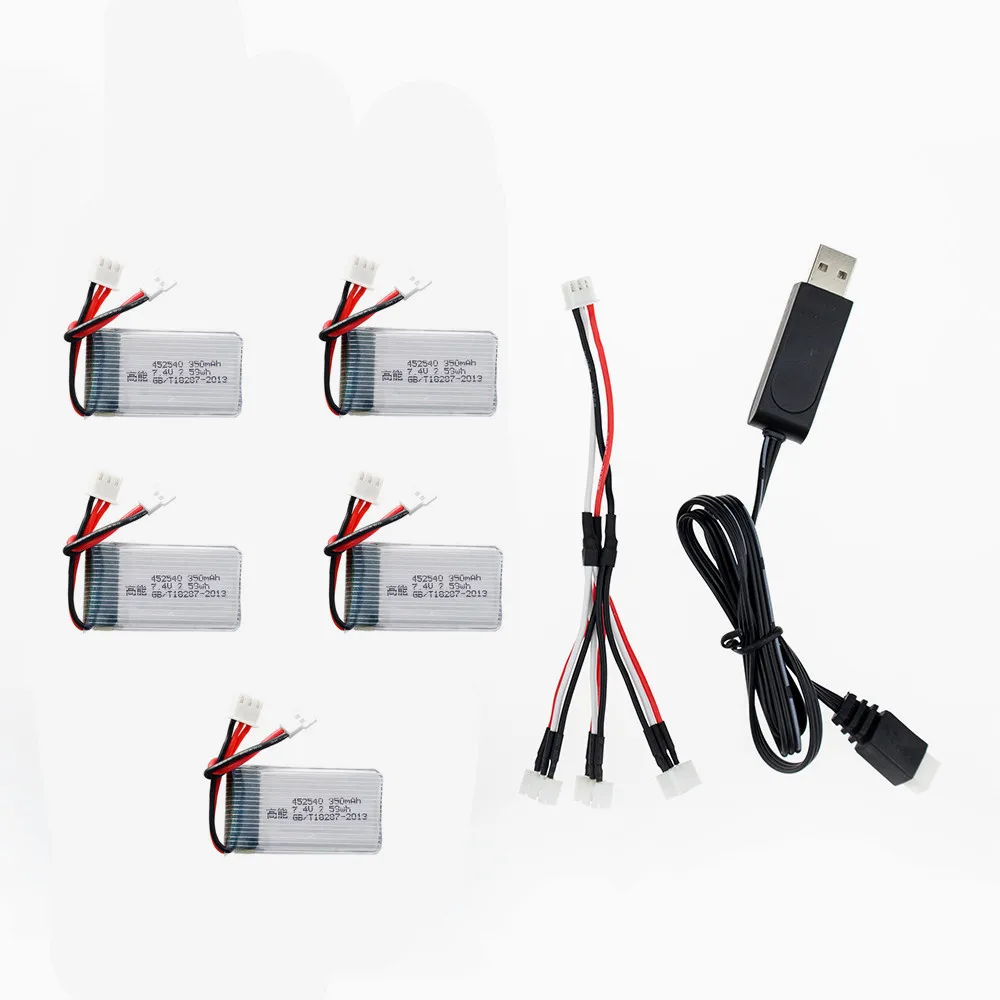 2 3 4 5 шт. 7 В 350 мА/ч 35c Lipo батарея с usb зарядным устройством и кабелем для JXD 515 Вт в