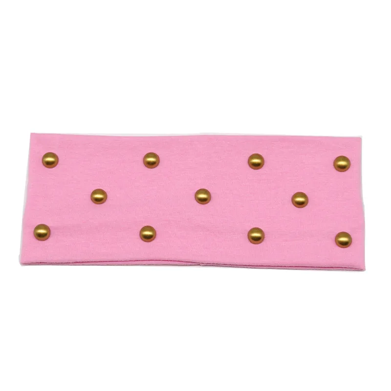 Pink Gold Женский ободок на голову с жемчугом модные стразы эластичные плоские хлопковые эластичные повязки на голову для девочек повязка на голову ручной работы - Цвет: Pink Gold