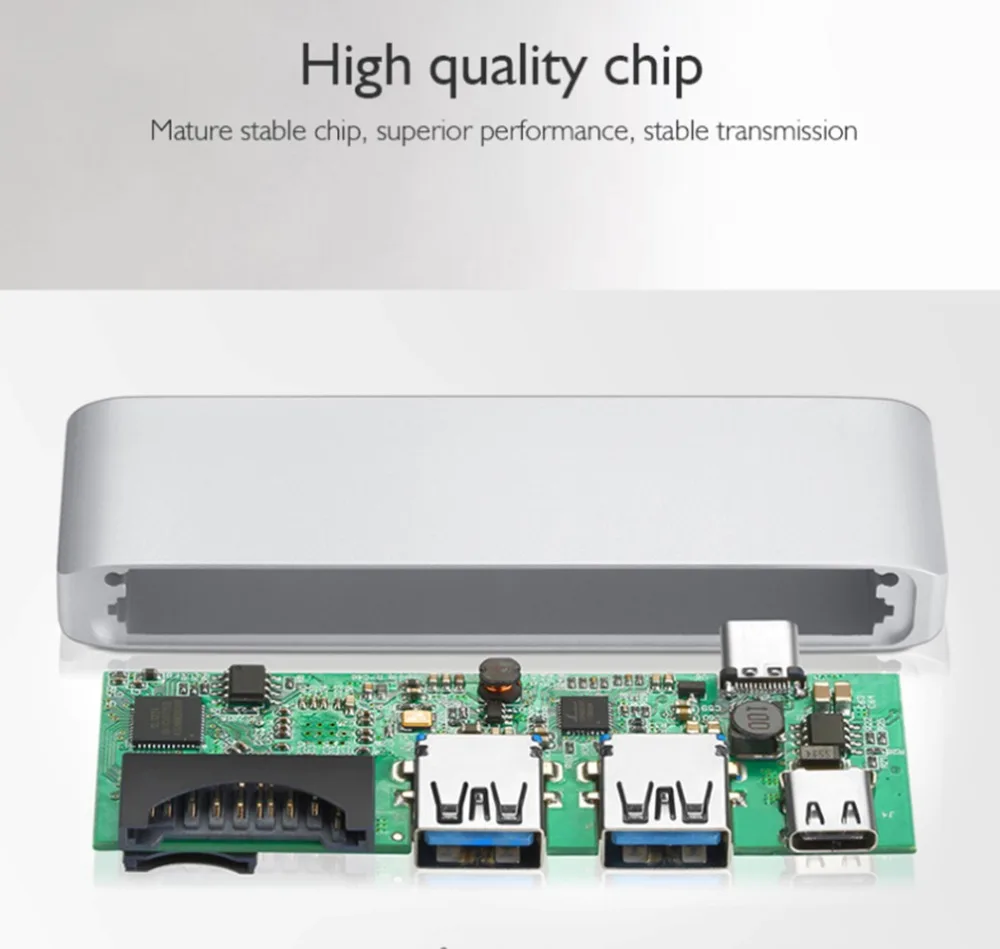 Концентратор USB Type C адаптер 5 в 1 мульти Порты и разъёмы 3 0 с 2 портами (стандарт