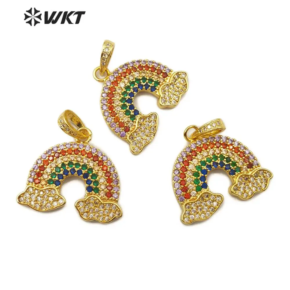 

WT-MP123 Rainbow Clouds Gold Electroplated Pendant Polychrome Cubic Zirconia Pave Pendant Women Necklace Pendant Jewelry