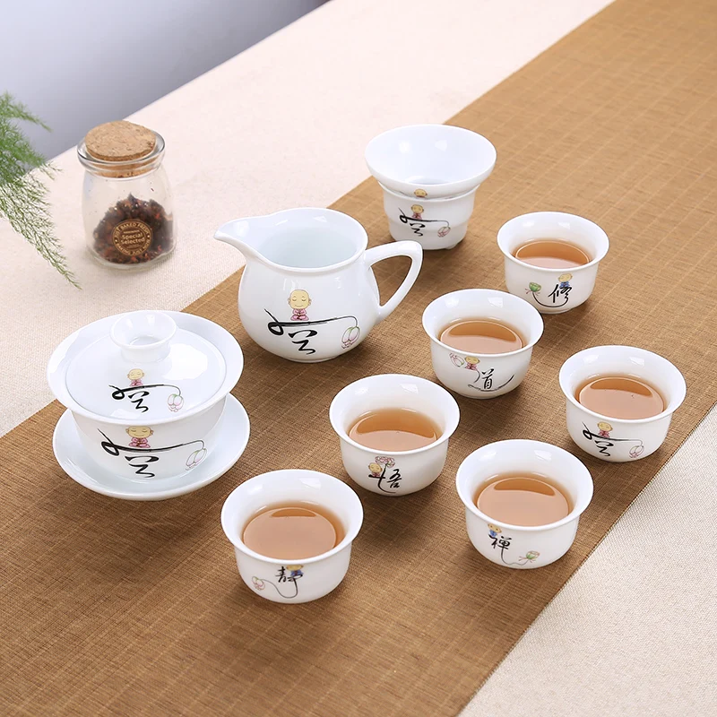 9 шт. китайский чайный сервиз Gaiwan голубой и белый фарфор Чайный набор кунг-фу Супница керамическая чашка для чая чайная чашка и блюдце мастер чашки - Цвет: see chart