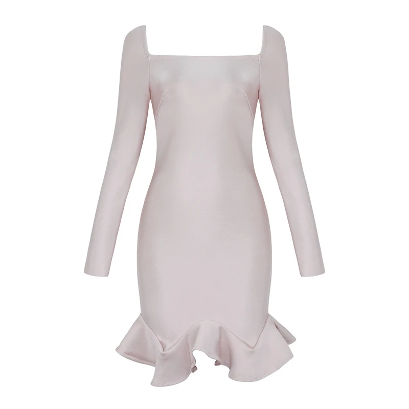 Женское Бандажное платье INDRESSME Клубное с длинными рукавами квадратным вырезом и