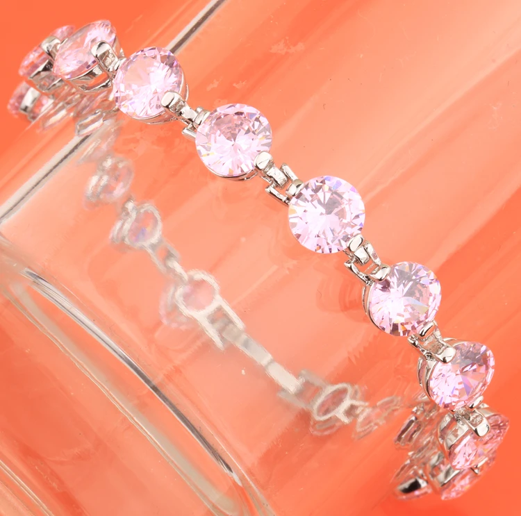 Женский браслет цепочка из стерлингового серебра 925 пробы с приятным розовым