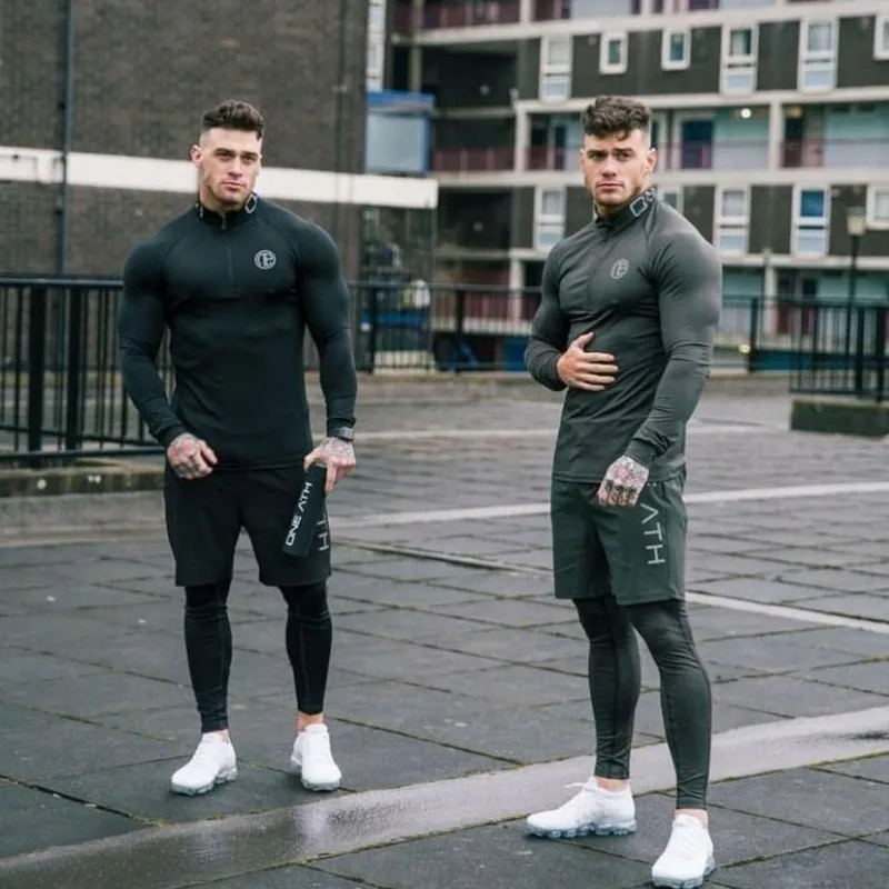 

New Arrival Quick Dry Compression Shirt Long Sleeves T shirt Plus Size Fitness Clothing Solid Colorquick Dry Bodybuild