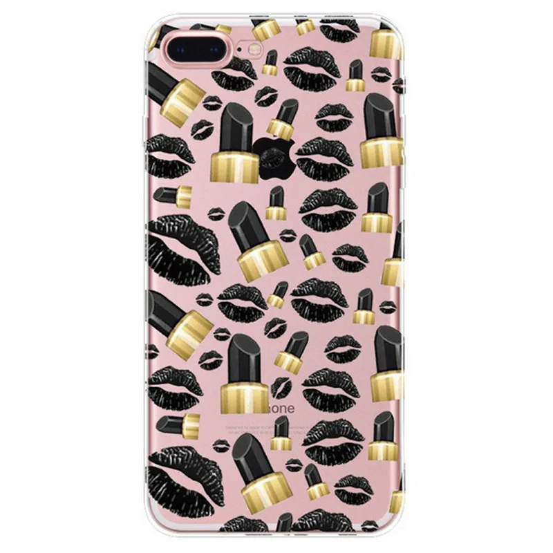 Сексуальные девушки мягкие tpu case for iphone 5 5s se 6 s 7 плюс макияж помада косметика