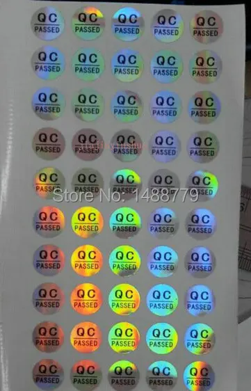 5000 PCS/lot size 10 mm holographic QC PASSED label, laser stickers, holographic stickers, waterproof,