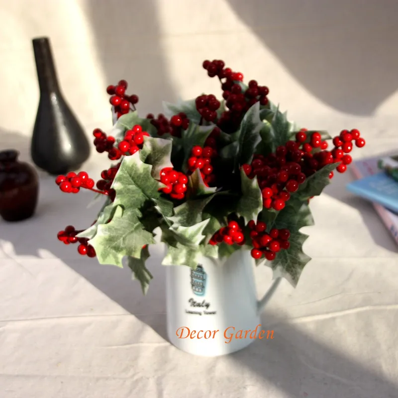 5 шт. декоративные рождественские красные ягоды фрукты искусственные цветы