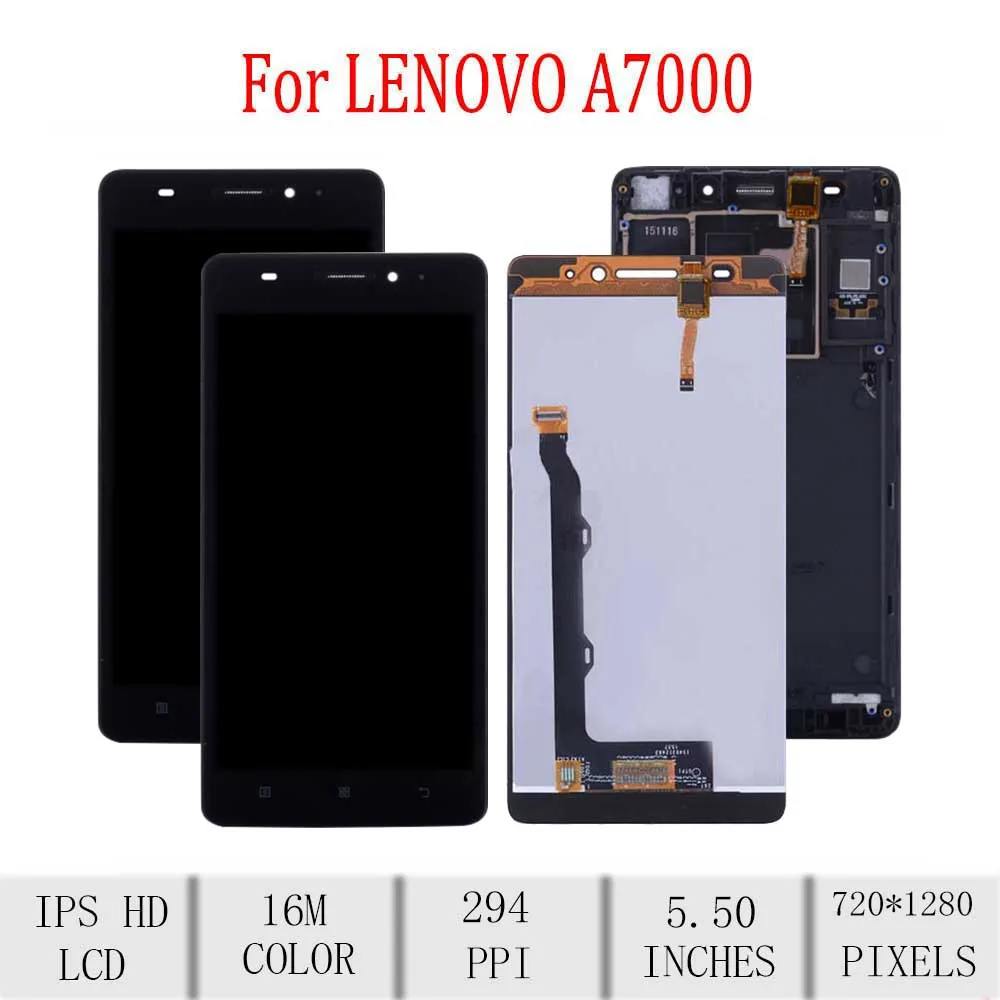 5 &quotоригинальный для Lenovo A7000 ЖК дисплей сенсорный экран с рамкой дигитайзер