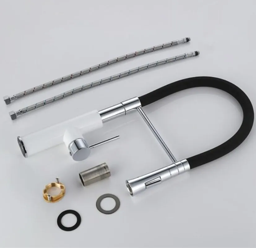 

Chrome and white kitchen faucet sink faucet Swivel Deck Mounted Water Faucet,Mixer & Taps with pull Down Sink Faucet