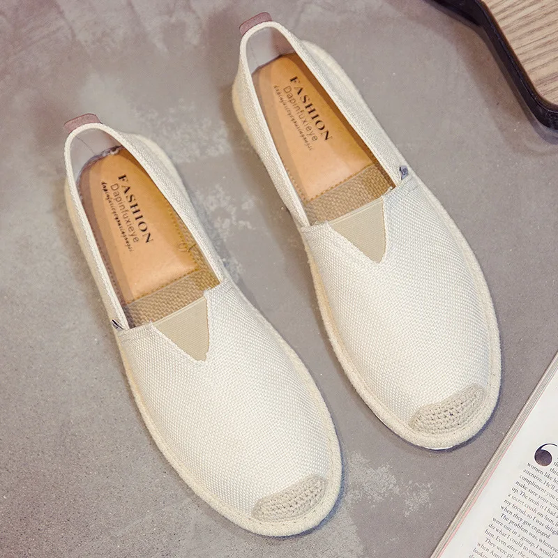 

Low Top Men Canvas Shoes Casual Breathable Fashion Flat driving Shoes men Comfortable Espadrille Fisherman Linen Loafers A043