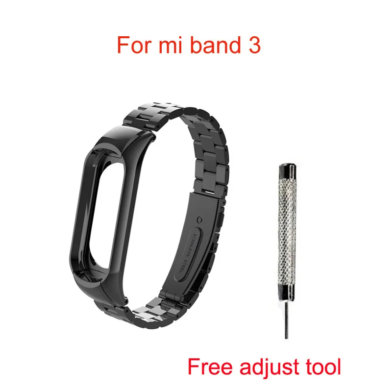 Металлический ремешок для Mi Band 3 браслет Mi Band 2 браслет из нержавеющей стали Безвинтовой MiBand 3 2 браслеты сменный ремешок на запястье - Цвет: Mi3 type4 black