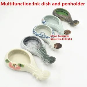 1 шт., керамическая посуда для чернил, китайский держатель для кисточек, школьные художественные принадлежности