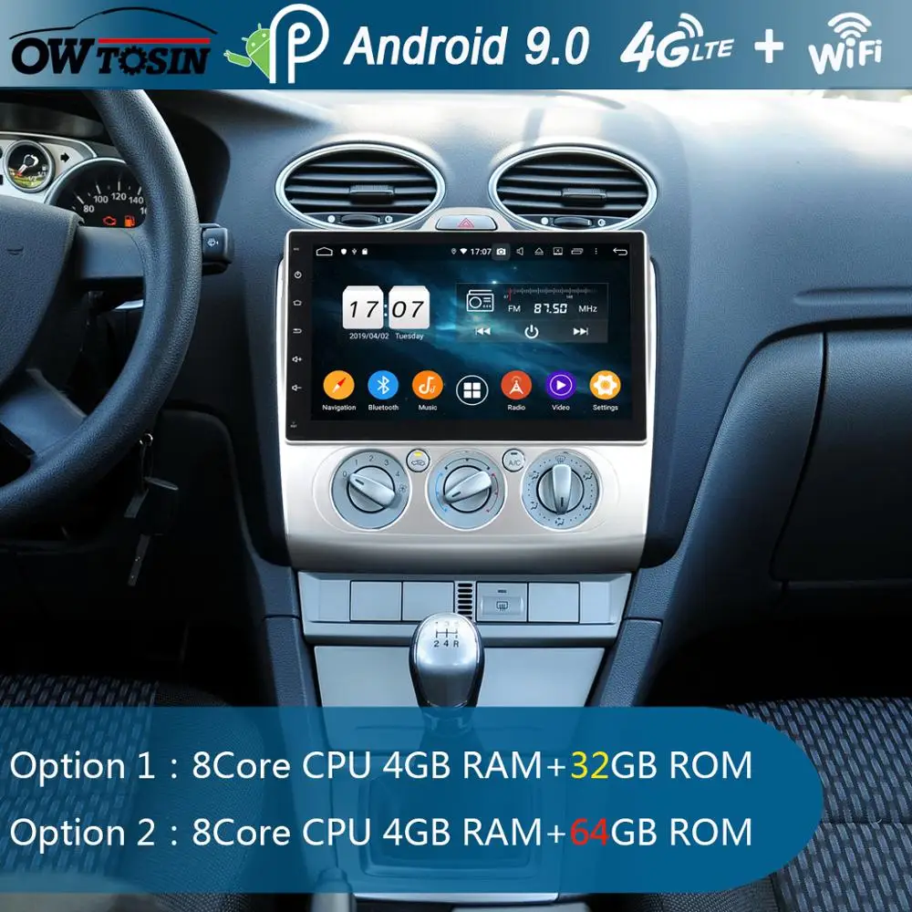 Автомобильный DVD-плеер радио GPS Android 9 0 8 ядер дюймов IPS 4 Гб ОЗУ + 64 ПЗУ для Ford Focus 2007