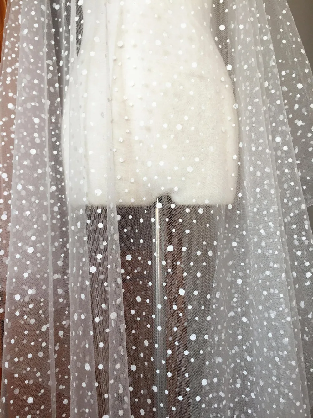 5 ярдов с блестками в горошек белым Тюлевая сетчатая кружевная ткань для Фата