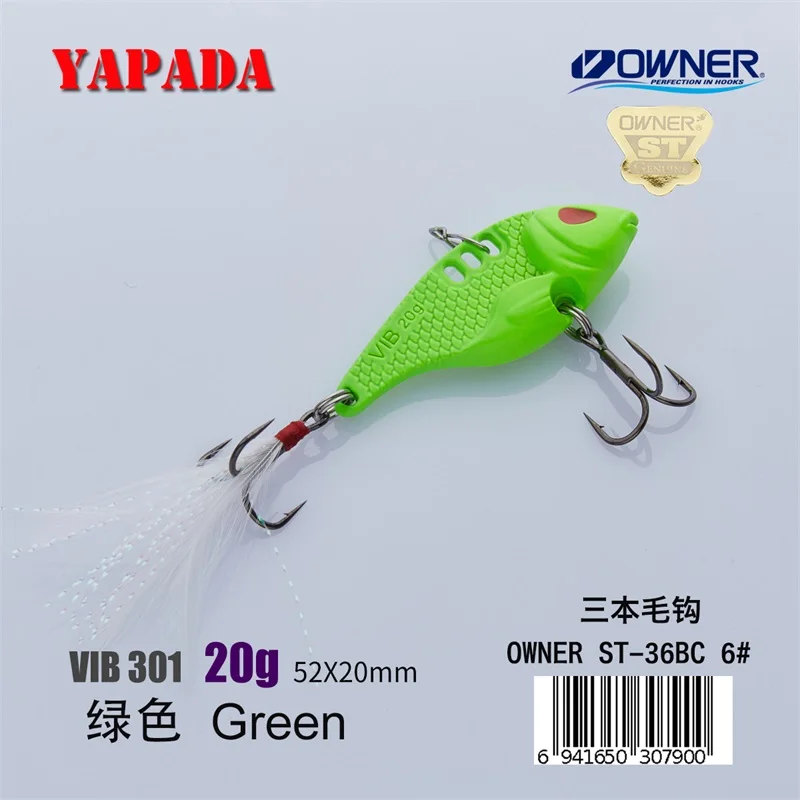 YAPADA VIB 301 Tycoon 20 г/25 г Держатель тройной крючок 52-55 мм перо многоцветный цинковый сплав металл VIB рыболовные приманки - Цвет: Green 20g Feather