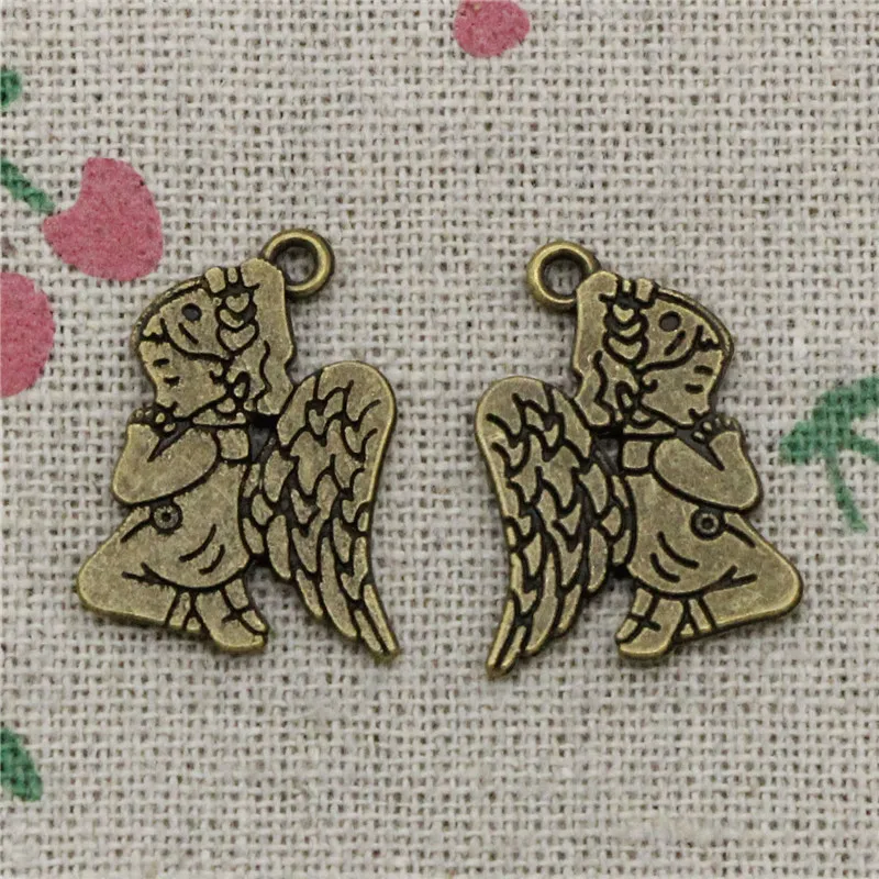 17pcs Charms pray angel 24*17mm Antique Bronze Vintage Pendants For Jewelry Making DIY Bracelet Necklace | Украшения и аксессуары