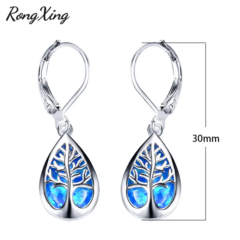 Женские серьги-подвески с голубым огненным опалом | Украшения и аксессуары