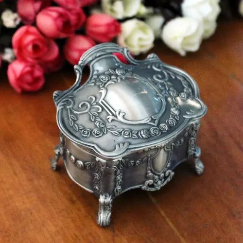 vintage pewter color Европейский стиль, модный металлический чехол для ювелирных изделий, коробка для брелоков, кольца, упаковочная коробка для хранения ювелирных изделий, чехол для ожерелья, подарочная коробка - Цвет: vintage pewter color