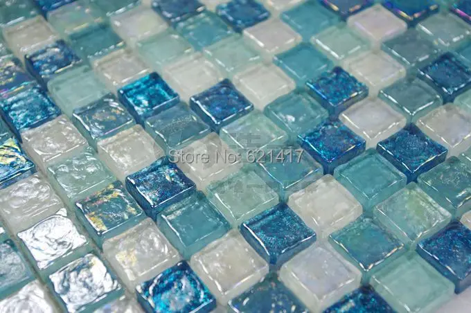 

blue crystal glass mosaic tiles HMGM1118 backsplash kitchen wall tile sticker bathroom floor tile free shipping