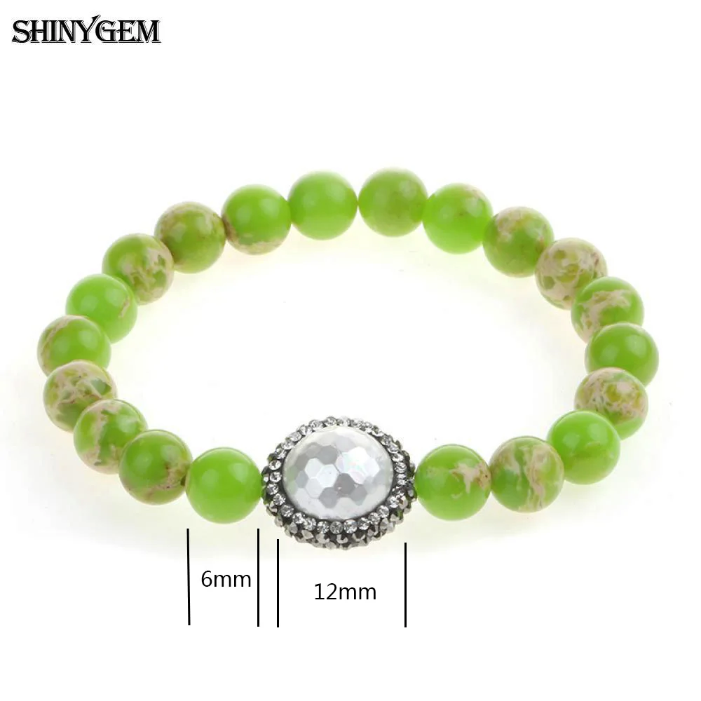 Браслет из бисера ShinyGem Sea sedence Jaspers большой белый корпус жемчуг циркон натуральный
