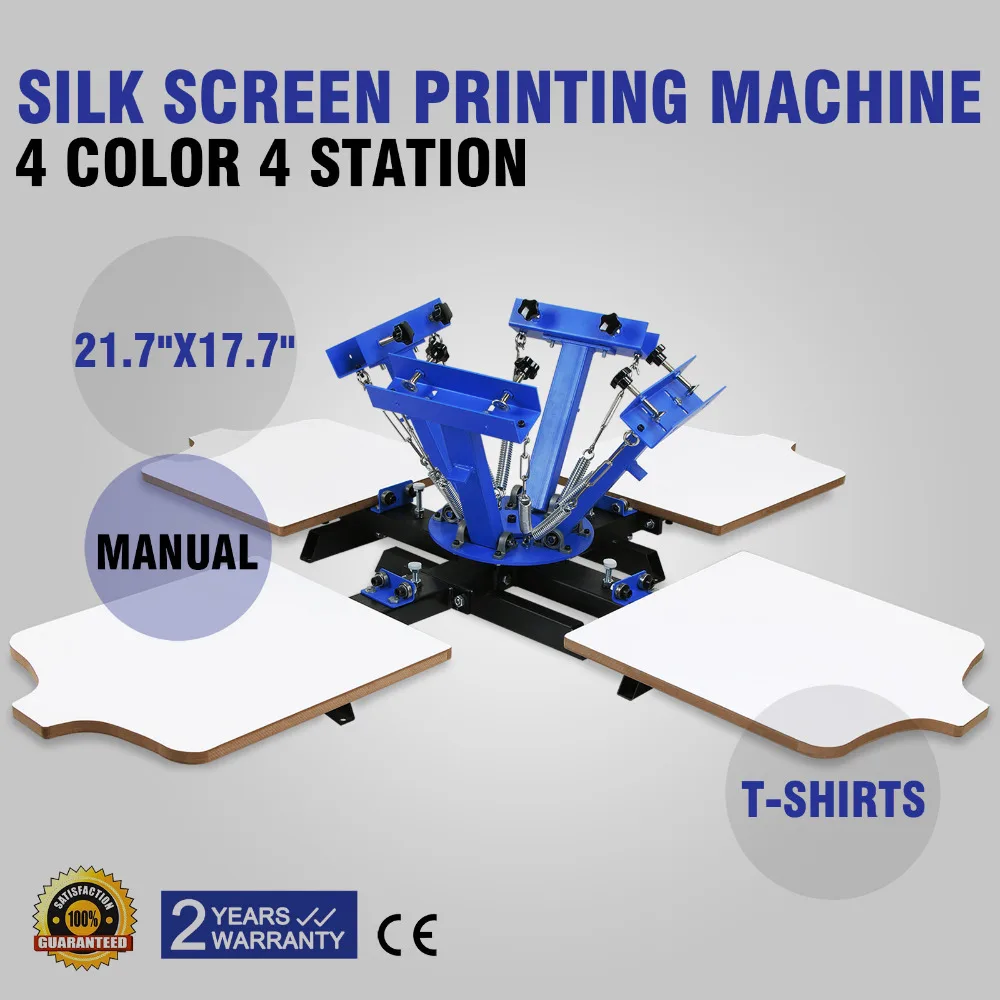

Screen Printing Equipment Silk Screen Printing Press Printmaking 4 Color 4 Station T Shirt Printer Adjust