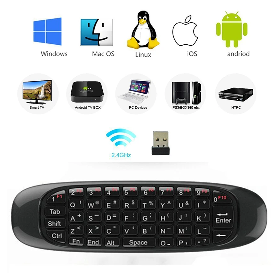 Для Android проектор мини беспроводной 2,4G RF Airmouse дистанционное управление Flymouse Flykeyboard двусторонняя QWERTY 7 языков на выбор