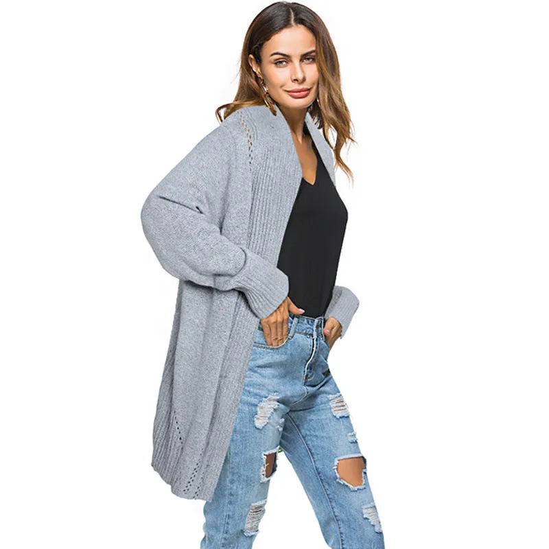 

BYUAN Cardigan Sweater Mujer 2018 Autumn Winter Solid Knitted Sweater Women Batwing Sleeve Cardigan Women Long Sweaters Ladies