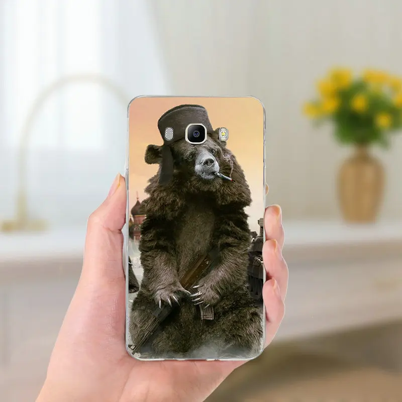 Bear Russia Art Soft TPU Silicone Phone Cases for Samsung Galaxy A3 A5 A7 J2 J3 J4 J5 J6 J7 2016 2017 2018 Coque Shell Bags | Мобильные
