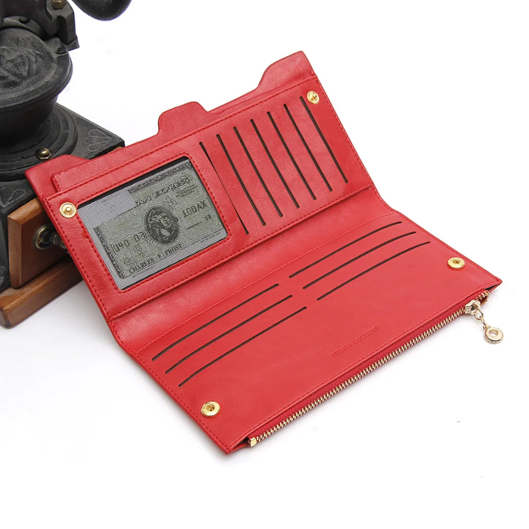 Женский кошелек Дамский Длинные сумки для денег Простой стиль кожаный монет