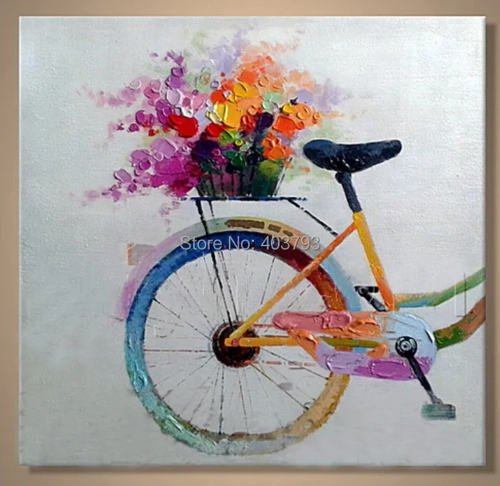 Современная модная ручная роспись маслом на холсте абстрактные велосипедные