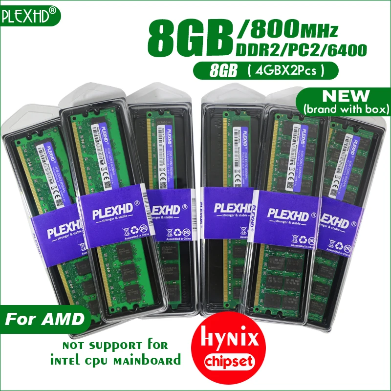 Новый PLEXHD 8 Гб (4 X 2 шт) DDR2 PC2 6400 800 МГц г для настольных ПК DIMM память ram 240 контакты AMD