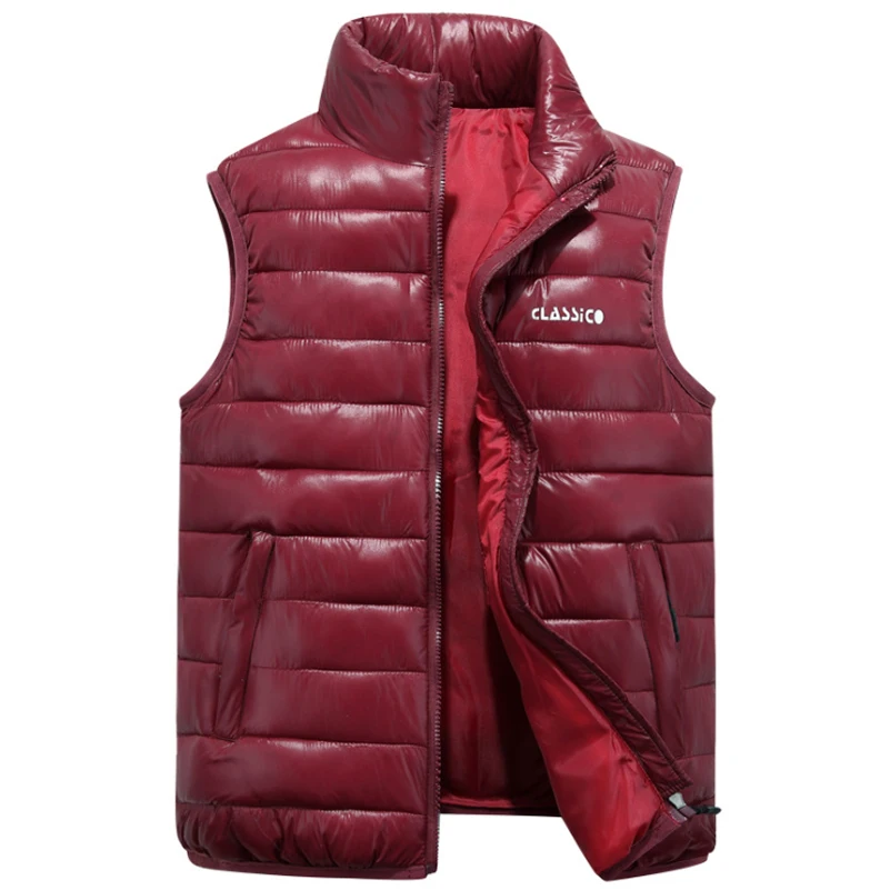 

UNIVOS KUNI Men Vest Casual Warm chalecos para hombre Male Down Coat Fit Slim Solid Plus Size S-6XL For Men/Women Q5219