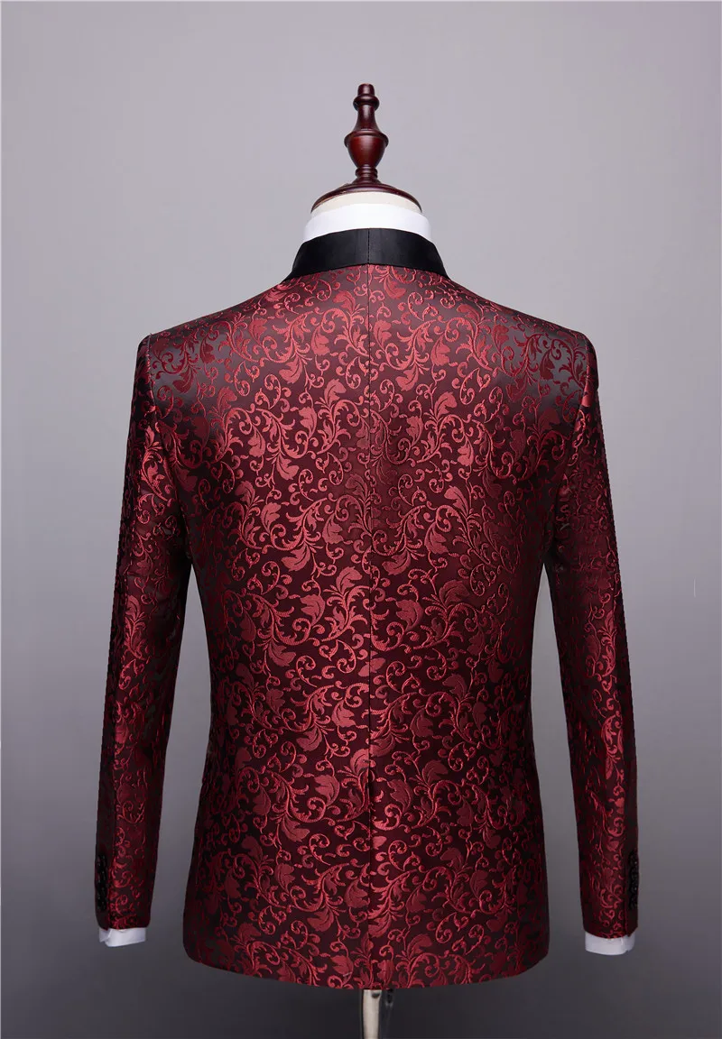 Новинка 2019 мужские костюмы с принтом брендовые бордовые цветочный блейзер