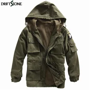 Мужская зимняя хлопковая куртка в стиле милитари, теплая куртка ВВС США с капюшоном, Повседневная стеганая куртка с флисовой подкладкой, военное пальто