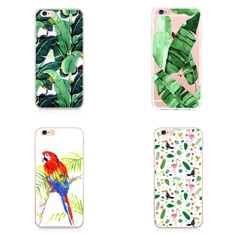 Чехол для телефона с жесткой пластиковой печатью листьев пальмы и птицы в тропическом летнем стиле моды для Iphone XS 6SPlus 7 8Plus MAX 6S.