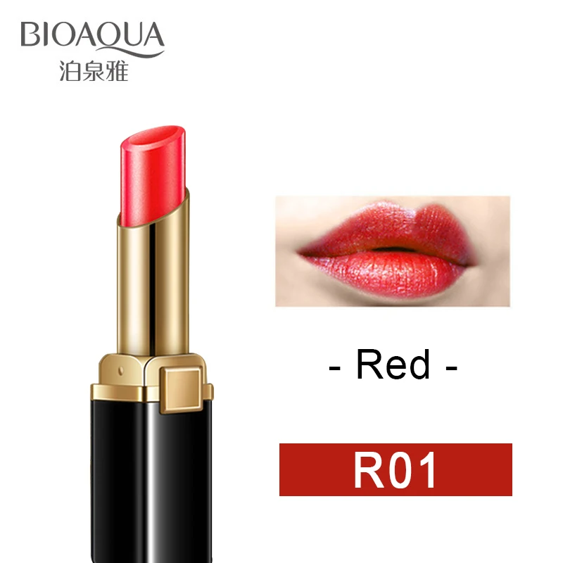 RED BIOAQUA Gold Lipstick Brilliant Lip Gloss Refreshing Long Lasting Lipstick Women Sexy Luxury Glitter Makeup Lips Tool 38 - Цвет: RED