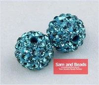 50pcslot clay bracelet disco crystal pave ball beads aquamrine wholesale 10mm high quality
