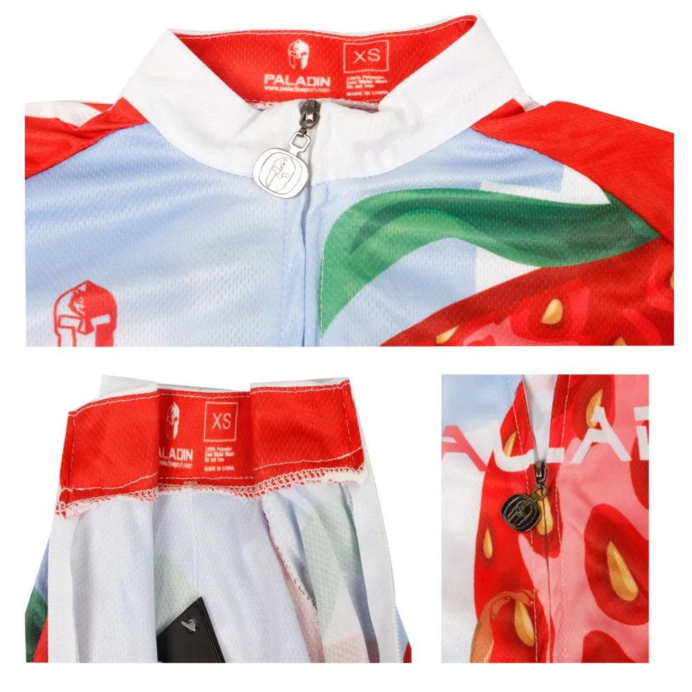 

Strawberry Pattern Red Long Sleeve Bicycle Jersey For Women Full Zipper Cycling Clothes Quick Dry Ciclismo Ropa Size XS To 6XL