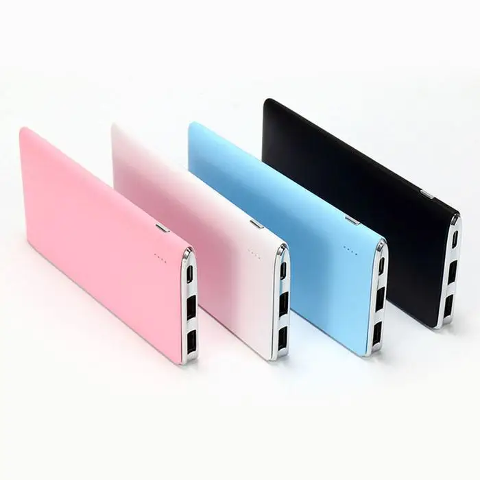 Портативный ультра тонкий 10000 mAh банк питания двойной USB внешний аккумулятор