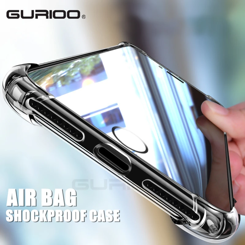 GURIOO For iPhone 8 7 6 6s Plus Crystal Clear Shock Absorption Flexible Silicone TPU Case Anti-Scratch Slim Protective Cover |