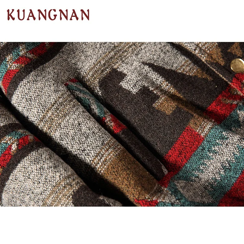 KUANGNAN Woollen Thick Men Jacket Coat Man Winter Coats Streetwear Hip Hop 5XL Men Jacket Coat Black Bomber Jacket Men