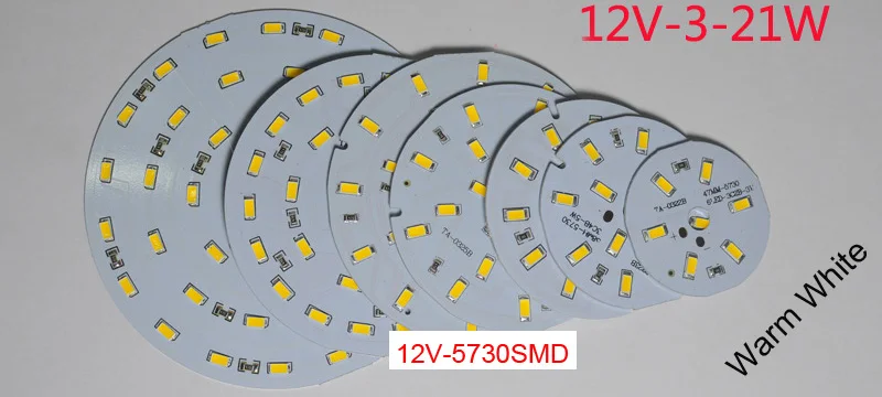 SMD5730 PCB DC12V 100LM/Вт светодиодные лампы 3 Вт 5 7 9 12 15 21 светодиодный белый/теплый белый