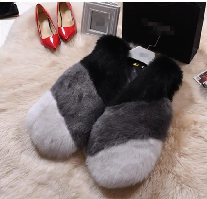 2017 autumn and winter new Korean ladies Slim fur vest imitation fox fur Slim jacket