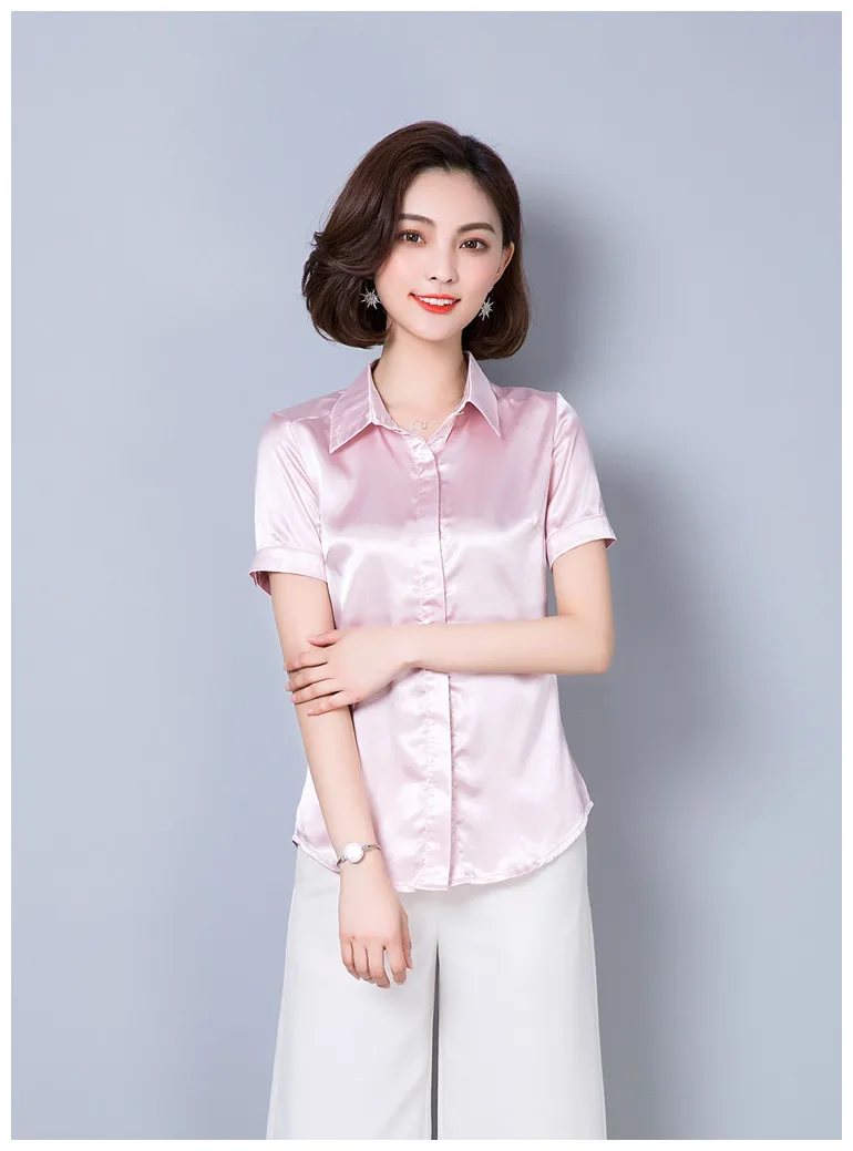 Женские топы и блузки летняя повседневная шелковая блузка Harajuku Blusas Feminina