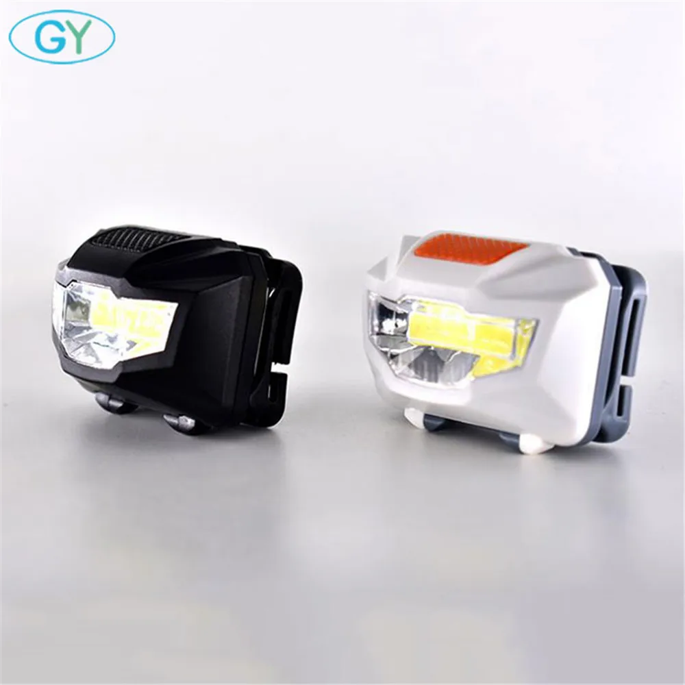 Черно-белый AAA аккумулятор светодиодный портативный налобный фонарь cob