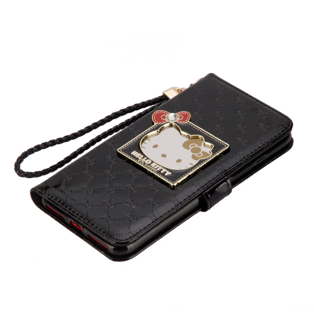 Fashion Style For iPhone 6 6s 7 8 Pus X XR XS Max Case Luxury Wallet Hello Kitty Magnetic Flip PU Leather Cover Mobile Phone bag
