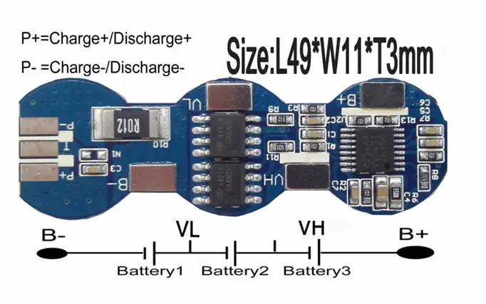 Защитная плата PCB 3S 5A 12 6 V Li Ion литиевые BMS PCM для посылка размер упаковки 49*11*3 мм|12.6v