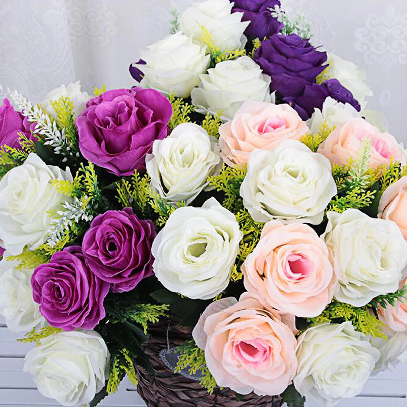 40 см искусственные цветы розы свадебный букет белая розовая тайская Королевская