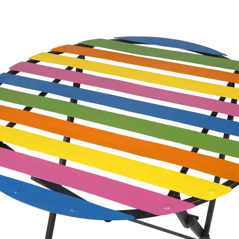 Простые радужные наборы для сада складной стол в полоску отдыха на открытом