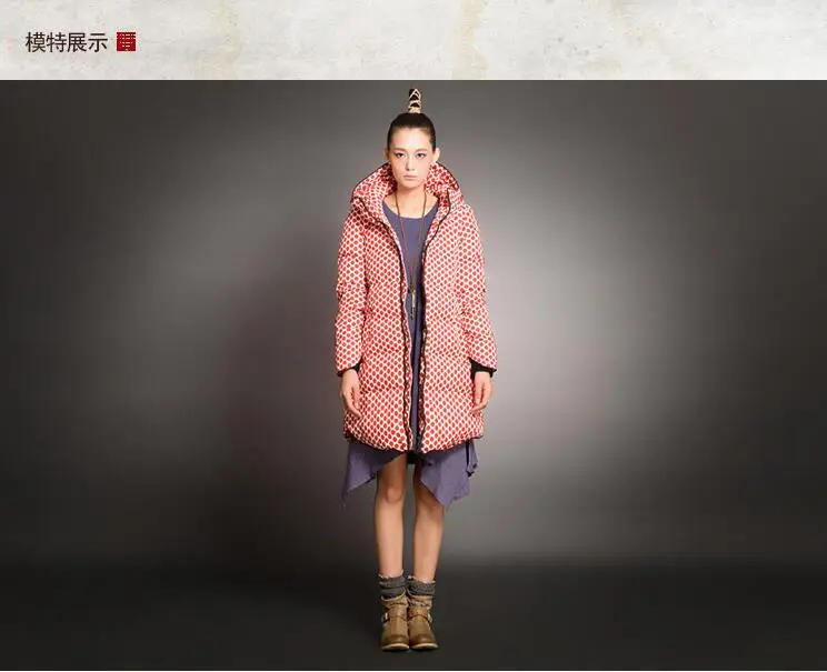 Женский пуховик в мелкий горошек зимнее пальто с капюшоном плотное пуховое